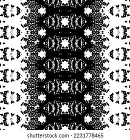 Ethnic Aztec Art Pattern. Black Color Bohemian Pattern. Black Colour Dark Scribble Texture. Simple Ethnic Ink Batik. Abstract Line Art Batik. Native Ink Doodle Vector. Abstract Ink Tribal Design