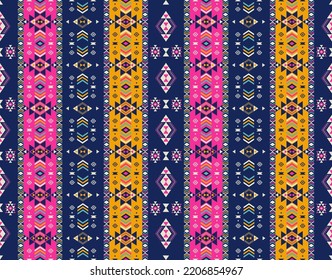Ethnic aztec colorful stripes pattern. Vector ethnic southwest colorful aztec geometric stripes seamless pattern background. Use for fabric, ethnic interior decoration elements, upholstery, wrapping.