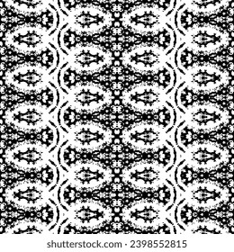 Ethnic Aztec Ink Pattern. Ethnic Art Scribble Vector. Black Colour Ink Doodle Texture. Abstract Boho Dark Print. Simple Tribal Dyed Batik. Black Color Geometric Pattern. Seamless Dark Native Vector