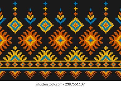 Ethnic Aztec pattern art. Geometric seamless pattern in tribal, folk embroidery, and Mexican style. Design for background, wallpaper, vector illustration, textile, fabric, clothing, carpet.