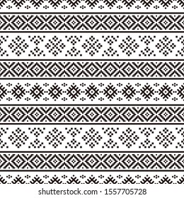 Ethnic Aztec Pattern Illustration Design in black and white color. design For Background, Frame, Border or Decoration.
