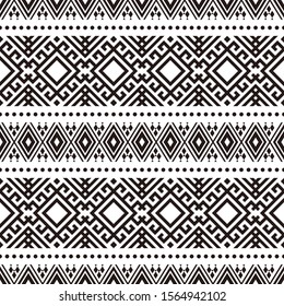 Ethnic Aztec Pattern Illustration Design in black and white color. design For Background, Frame, Border or Decoration. Ikat, geometric pattern, native Indian, Navajo, Inca Design