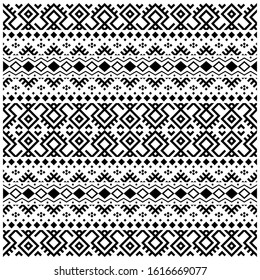 Ethnic Aztec Pattern Illustration Design in black and white color. design For Background, Frame, Border or Decoration. Ikat, geometric pattern, native Indian, Navajo, Inca Design