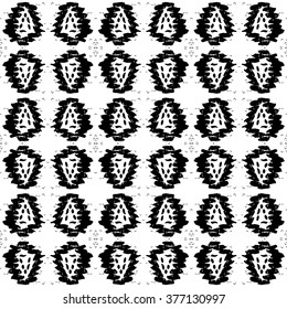 Ethnic Aztec pattern. Striped hand painted aztec vector seamless pattern with ethnic and tribal motifs, zigzag lines, brushstrokes and splatters of paint black and white colors Vector illustration.