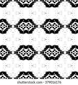 Ethnic Aztec pattern. Striped hand painted aztec vector seamless pattern with ethnic and tribal motifs, zigzag lines, brushstrokes and splatters of paint black and white colors Vector illustration.