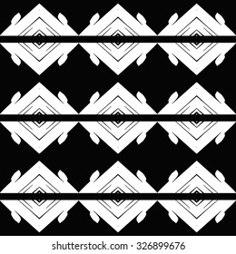 Ethnic Aztec seamless pattern. Striped hand painted seamless pattern with ethnic and tribal motifs, zigzag lines, brush strokes and splatters of paint vibrant colors. Ikat Mexican motif.