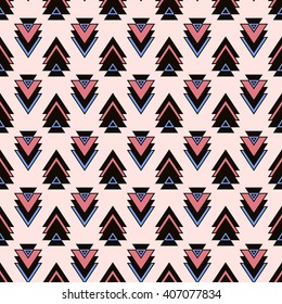 Ethnic Aztec style print template for fabric, paper, wrapping, post cards, etc. Abstract wallpaper with folklore ornament. Boho design.