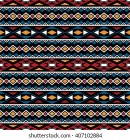 Ethnic aztec style print template for fabric, paper, wrapping, post cards, etc. Abstract wallpaper with folklore ornament. Boho design.