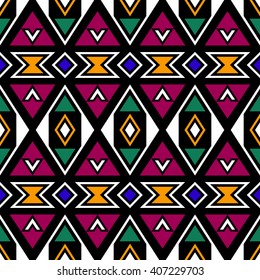 Ethnic aztec style print template for fabric, paper, wrapping, post cards, etc. Abstract wallpaper with folklore ornament. Boho design.