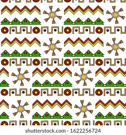 ethnic Aztec tribal seamless pattern. Abstract background with  hand drawn shapes and elements, Mayan style, Mexico, Brazil. geometric pattern