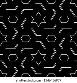 Ethnic backdrop.Polygons motif. Seamless pattern. Stars, hexagons, figures ornament. Hexagonal, star shapes wallpaper. Geometric background. Digital paper, abstract.