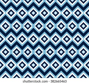 Ethnic background. Abstract monochrome seamless pattern. Allover abstract texture. blue and white print. 