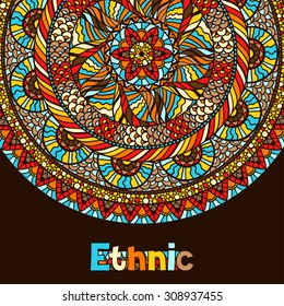 Ethnic background design with hand drawn ornament.