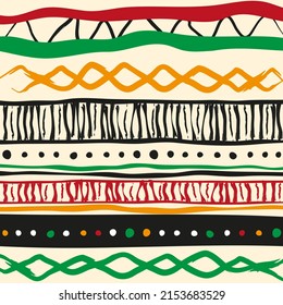 Ethnic background with dots, lines and zigzags.