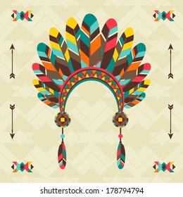 Ethnic background with headband in navajo design.