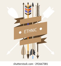 Ethnic background with indian arrows in native style.