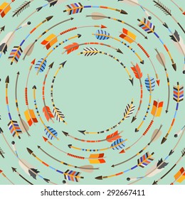 Ethnic background with indian arrows in native style.