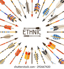 Ethnic background with indian arrows in native style.