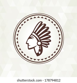 Ethnic background with indian profile in navajo design.