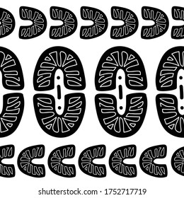 Ethnic background of large black and white elements. African ornament. Seamless pattern with large black and white patterns. Use it as a background for the design of a social network or magazine
