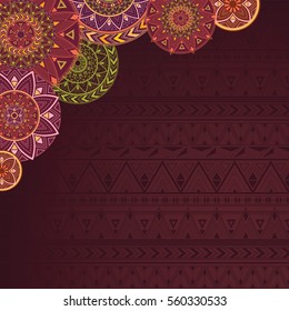 Ethnic background with mandalas and patterns. Boho style.
