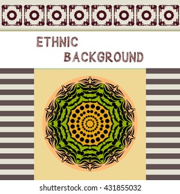 Ethnic background. Modern invitation card. Template frame design for card.