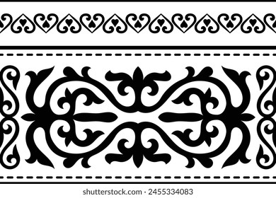 Fondo étnico en el tema del ornamento nacional kazajo, patrón sin fisuras, diseño del Vector