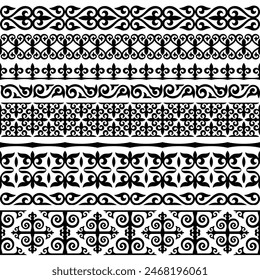 Fondo étnico en el tema del ornamento nacional kazajo, conjunto sin fisuras de la frontera, diseño del Vector