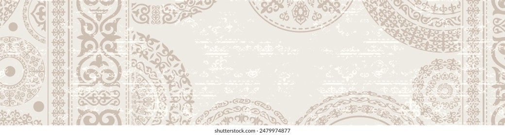 Ethnic background on the theme of Kazakh national ornament, frame, vector design