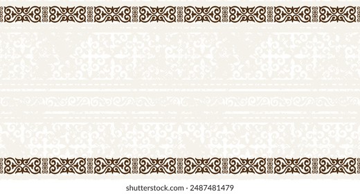 Ethnic background on the theme of Kazakh national ornament, frame, vector design