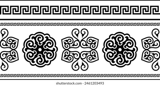 Ethnic background on the theme of Mongolian national ornament, seamless pattern, vector design