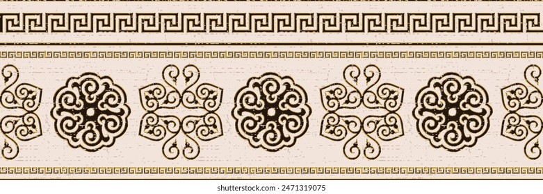 Ethnic background on the theme of Mongolian national ornament, seamless pattern, vector design