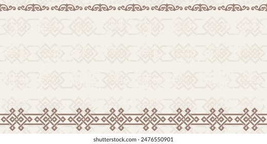 Ethnic background on the theme of Mongolian national ornament, frame, seamless pattern, vector design