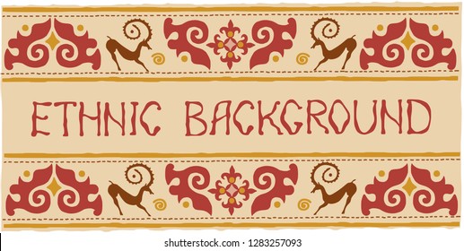 Ethnic background on the theme of Scythian and Turkic art, vector design