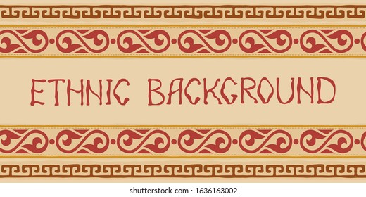 Ethnic background on the theme of Scythian and Turkic art, vector design