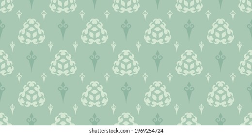Ethnic background pattern with decorative ornament green-blue shades, wallpaper. Seamless pattern, texture. Vector image