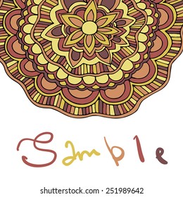 Ethnic background with place for text. Vector floral banner with flower. For inviting, greeting cards, labels.