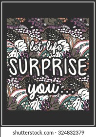 Ethnic background print and slogan. For t-shirt or other uses,in vector.