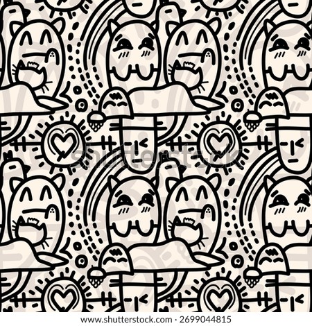 Ethnic background, seamless pattern, fabric traditional, motif ornament, ikat pattern, seamless geometric, doodles line, geometric and tribal-inspired, freehand drawing design, handmade abstract.