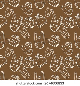 Ethnic background, seamless pattern, geometric and tribal-inspired, freehand drawing design, handmade textile.