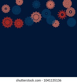 Ethnic Background with Simple Mandala Patterns. Orient Elements for Poster. Outline Lacy Patterns In Arabic Style