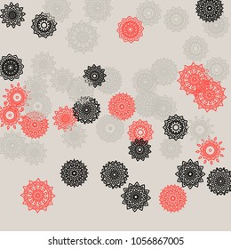 Ethnic Background with Simple Mandala Patterns. Orient Elements for Poster. Outline Lacy Patterns In Moroccan Style