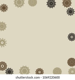 Ethnic Background with Simple Mandala Patterns. Orient Elements for Greeting Card. Outline Ethnic Motives In Arabic Style