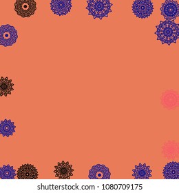 Ethnic Background with Simple Mandala Patterns. Round Medallions for Poster. Outline Ethnic Motives In Indian Style
