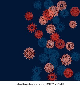 Ethnic Background with Simple Mandala Patterns. Round Motives for Greeting Card. Outline Mandalas In Moroccan Style