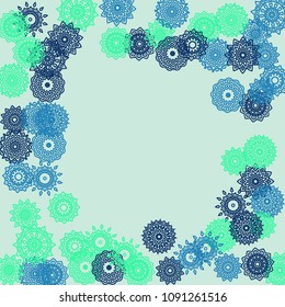 Ethnic Background with Simple Mandala Patterns. Round Medallions for Poster. Outline Lacy Patterns In Moroccan Style