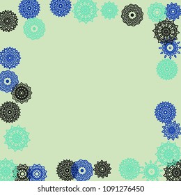 Ethnic Background with Simple Mandala Patterns. Round Medallions for Banner. Outline Mandalas In Turkish Style