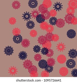 Ethnic Background with Simple Mandala Patterns. Orient Elements for Banner. Outline Lacy Patterns In Indian Style