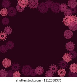 Ethnic Background with Simple Mandala Patterns. Round Motives for Banner. Outline Lacy Patterns In Moroccan Style