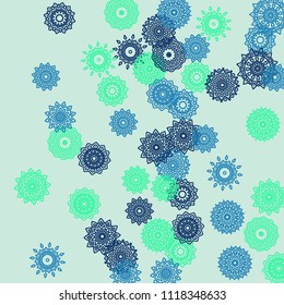 Ethnic Background with Simple Mandala Patterns. Orient Elements for Greeting Card. Outline Ethnic Motives In Arabic Style